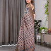 Classic Grey Art Silk Saree with Timeless Ajrakh-Inspired Floral Geometry