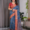 Royal Blue Art Silk Saree with Regal Paisley & Floral Heritage Weaves