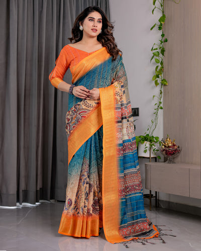 Radiant Mustard Art Silk Saree with Royal Heritage Motif Weaves