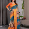 Radiant Mustard Art Silk Saree with Royal Heritage Motif Weaves