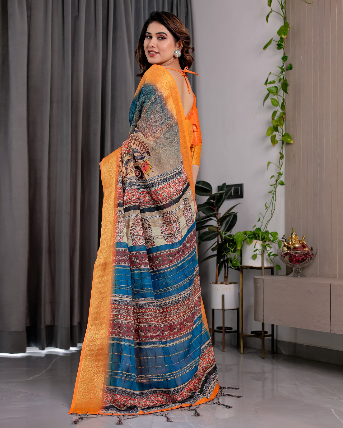 Radiant Mustard Art Silk Saree with Royal Heritage Motif Weaves