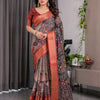 Majestic Black Art Silk Saree with Intricate Tribal-Inspired Heritage Art