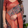 Majestic Black Art Silk Saree with Intricate Tribal-Inspired Heritage Art