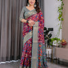 Royal Purple & Grey Art Silk Saree with Elegant Floral Heritage Vine Design