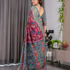 Royal Purple & Grey Art Silk Saree with Elegant Floral Heritage Vine Design