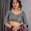 Royal Purple & Grey Art Silk Saree with Elegant Floral Heritage Vine Design