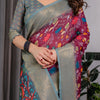 Royal Purple & Grey Art Silk Saree with Elegant Floral Heritage Vine Design