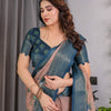 Regal Morpich Art Silk Saree with Royal Palace Garden Heritage Design