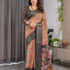 Royal Brown Art Silk Saree with Heritage Tree of Life & Bird Motif Design