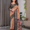 Royal Brown Art Silk Saree with Heritage Tree of Life & Bird Motif Design