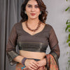 Royal Brown Art Silk Saree with Heritage Tree of Life & Bird Motif Design