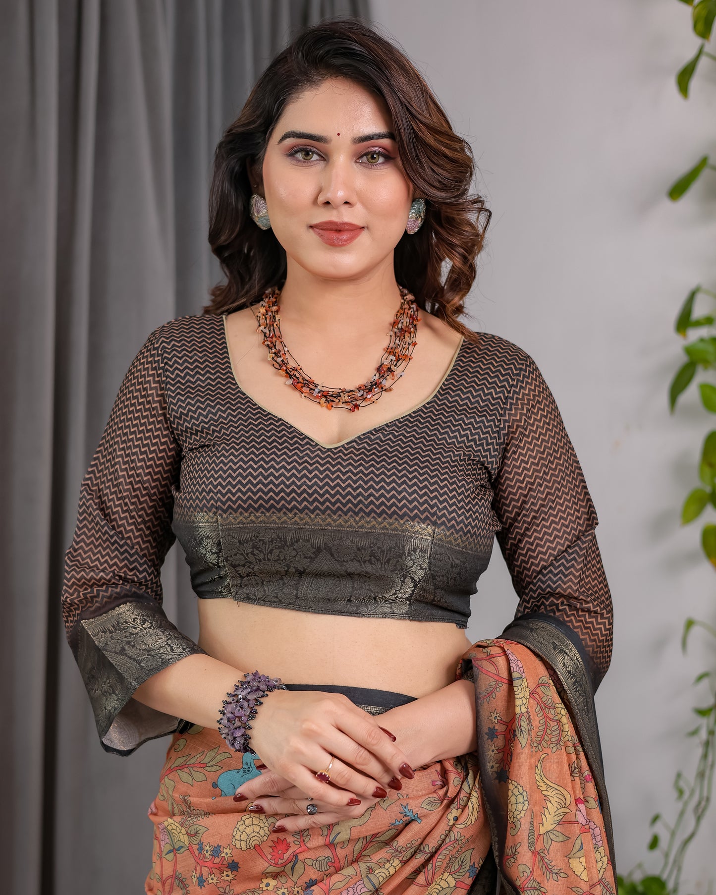 Royal Brown Art Silk Saree with Heritage Tree of Life & Bird Motif Design