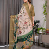 Graceful Olive Green Art Silk Saree with Vintage Floral & Peacock Garden Heritage Design