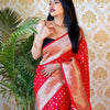 Excellent Red Soft Banarasi Silk Saree With Nemesis Blouse Piece