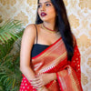 Excellent Red Soft Banarasi Silk Saree With Nemesis Blouse Piece