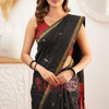Trendy Black Cotton Silk Saree With Marvellous Blouse Piece