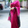 Smashing Dark Pink Cotton Silk Saree With Prodigal Blouse Piece