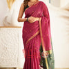 Marvellous  Dark Pink Cotton Silk Saree With Outstanding Blouse Piece