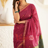 Marvellous  Dark Pink Cotton Silk Saree With Outstanding Blouse Piece