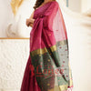 Marvellous  Dark Pink Cotton Silk Saree With Outstanding Blouse Piece