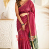 Marvellous  Dark Pink Cotton Silk Saree With Outstanding Blouse Piece