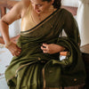 Precious Green Cotton Silk Saree With Gratifying Blouse Piece
