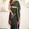Super Extravagant Green Cotton Silk Saree With Stunner Blouse Piece