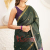 Super Extravagant Green Cotton Silk Saree With Stunner Blouse Piece