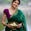 Attractive Green Cotton Silk Saree With Flaunt Blouse Piece