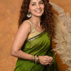 Invaluable Green Cotton Silk Saree With Vibrant Blouse Piece