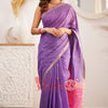 Gorgeous Lavendor Cotton Silk Saree With Sizzling Blouse Piece