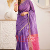 Gorgeous Lavendor Cotton Silk Saree With Sizzling Blouse Piece