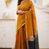 Lovely Mustard Cotton Silk Saree With Refreshing Blouse Piece