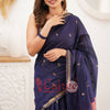 Sizzling Navy Blue Cotton Silk Saree With Mesmerising Blouse Piece