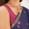 Sizzling Navy Blue Cotton Silk Saree With Mesmerising Blouse Piece