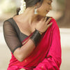 Pretty Dark Pink Cotton Silk Saree With Deserving Blouse Piece