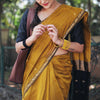 Ethnic Mustard Cotton Silk Saree With Glorious Blouse Piece