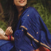 Exquisite Navy Blue Cotton Silk Saree With Ailurophile Blouse Piece