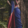 Exquisite Navy Blue Cotton Silk Saree With Ailurophile Blouse Piece