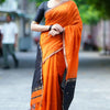 Enigmatic Orange Cotton Silk Saree With Panache Blouse Piece