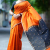 Enigmatic Orange Cotton Silk Saree With Panache Blouse Piece