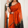 Luminous Orange Cotton Silk Saree With Scintillating Blouse Piece