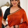 Luminous Orange Cotton Silk Saree With Scintillating Blouse Piece