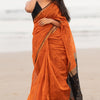 Unique Orange Cotton Silk Saree With Energetic Blouse Piece