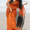 Unique Orange Cotton Silk Saree With Energetic Blouse Piece