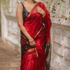 Efflorescence Red Cotton Silk Saree With Lagniappe Blouse Piece