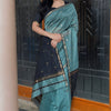 Classy Sea Green Cotton Silk Saree With Gratifying  Blouse Piece