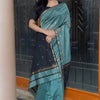 Classy Sea Green Cotton Silk Saree With Gratifying  Blouse Piece