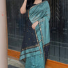 Classy Sea Green Cotton Silk Saree With Gratifying  Blouse Piece