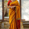 Serendipity Yellow Cotton Silk Saree With Enchanting Blouse Piece